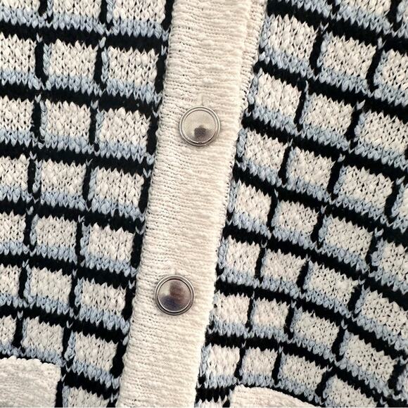 Veronica Beard Lavigne Sweater Jacket Size Large in Blue/White/Black Cotton XS - Picture 7 of 11